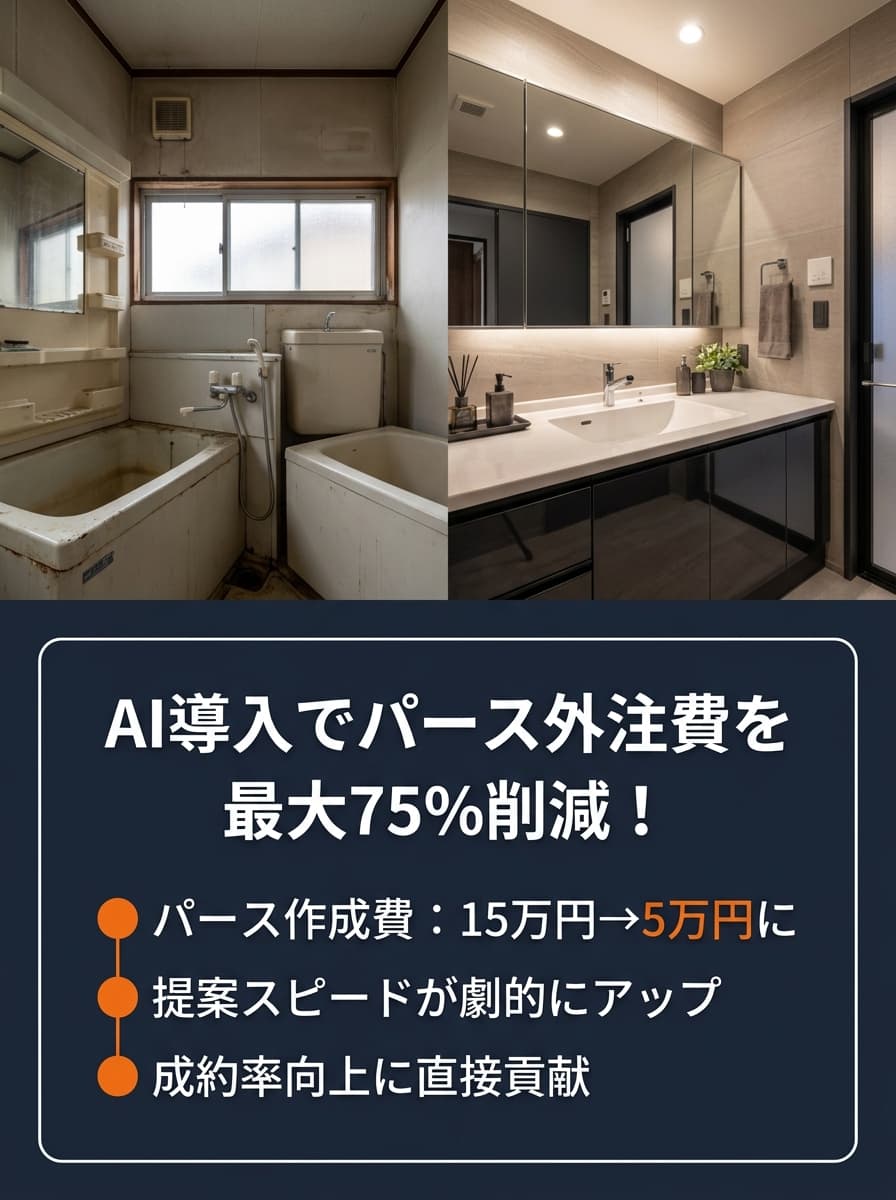 AI導入でパース外注費を最大75%削減!