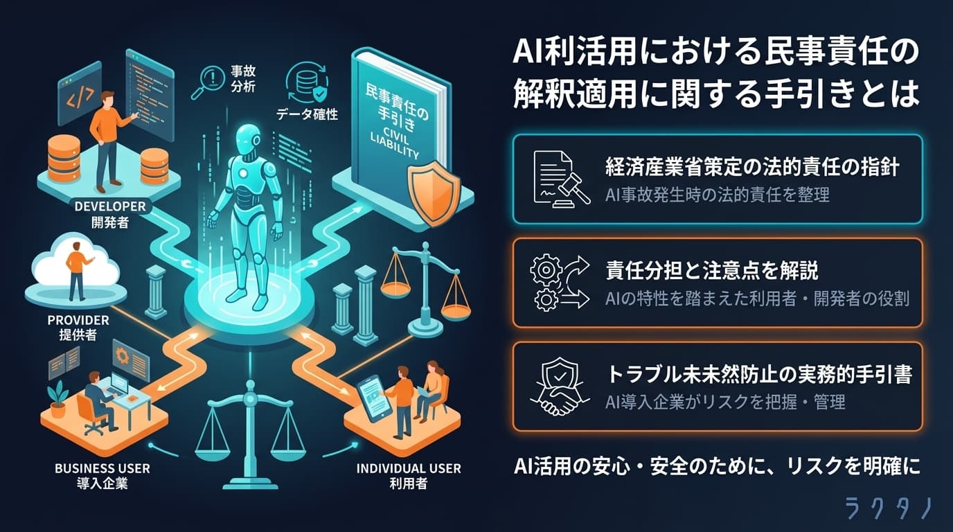 Guidelines on Civil Liability for AI Utilization(AI利活用における民事責任の解釈適用に関する手引き)の図解