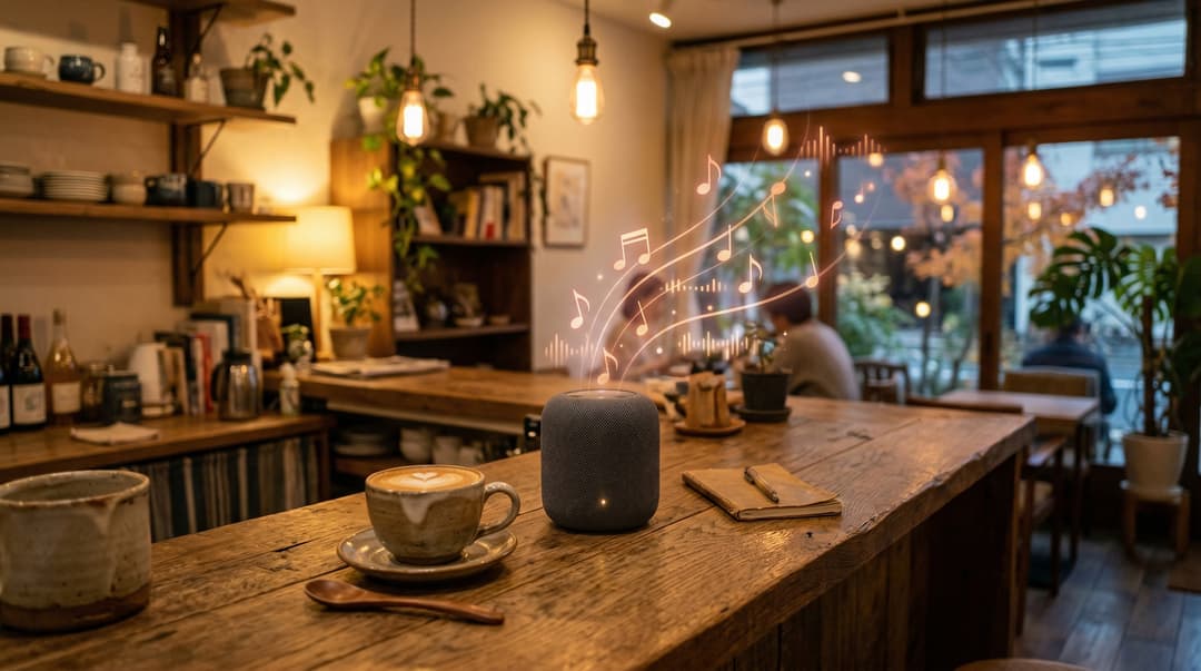 AIが店舗BGMを自動生成 — カフェでのイメージ